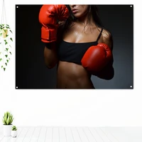 sexy female boxer fight workout tapestry wall chart canvas painting gym decor boxing sports inspirational poster banner flag