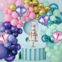 mermaid balloon arch set baby baptism shower pink purple green gold latex ballon garland wedding balloon kit birthday party deco