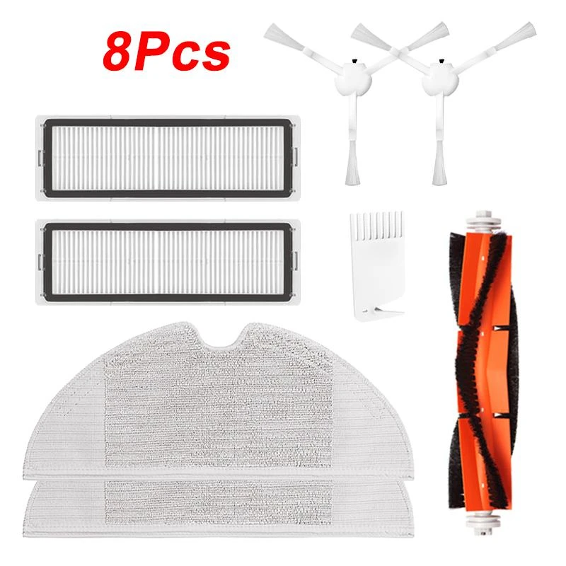 

8PCS Mi Robot Vacuum Cleaner Parts Replacement Kit Main Brush Filters Side Brushes Accessories for Xiaomi Robo2 Robot S50 S51