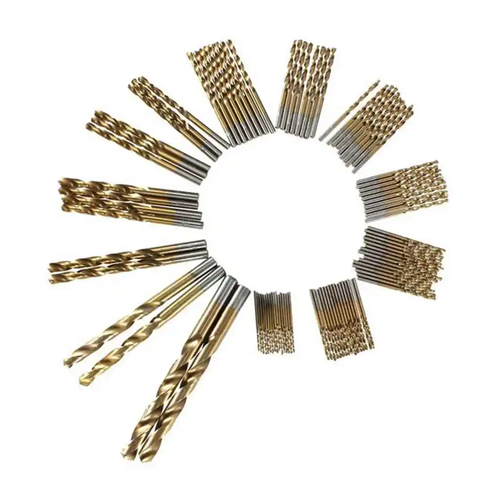 

50PCS Wood Drilling Hole Straight Handle Woodworking Tool Twist Drill Bit High Speed Steel Titanium Coated Twist Drill Bit Set
