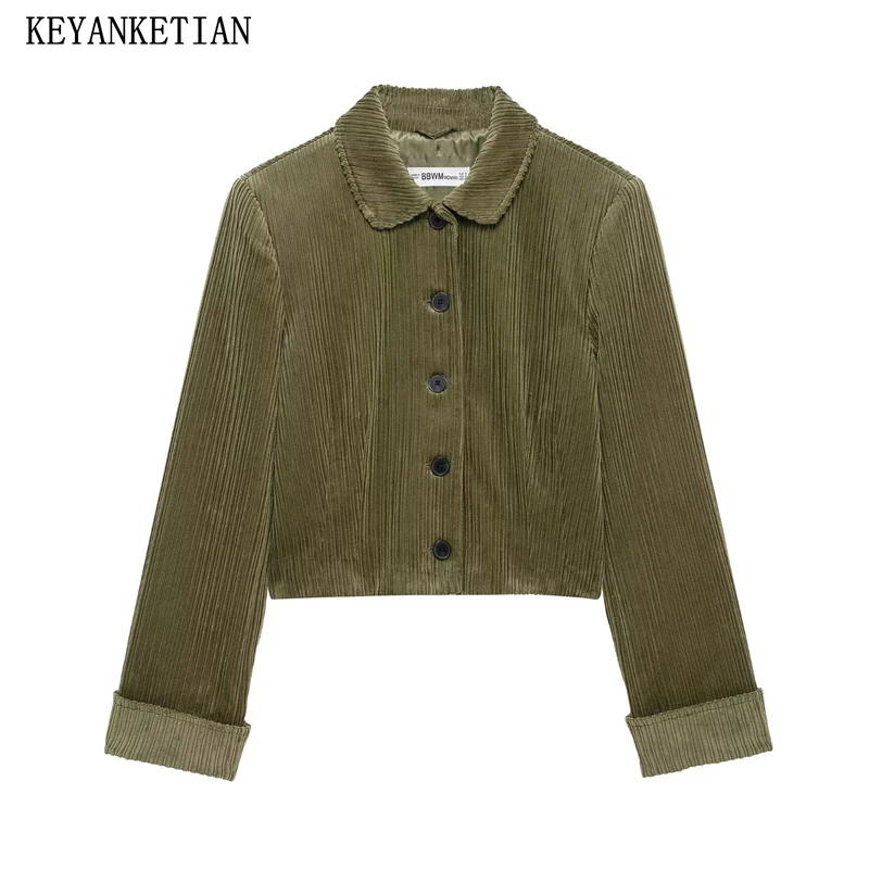 KEYANKETIAN 2022 весенняя новая женская короткая вельветовая куртка в стиле ретро