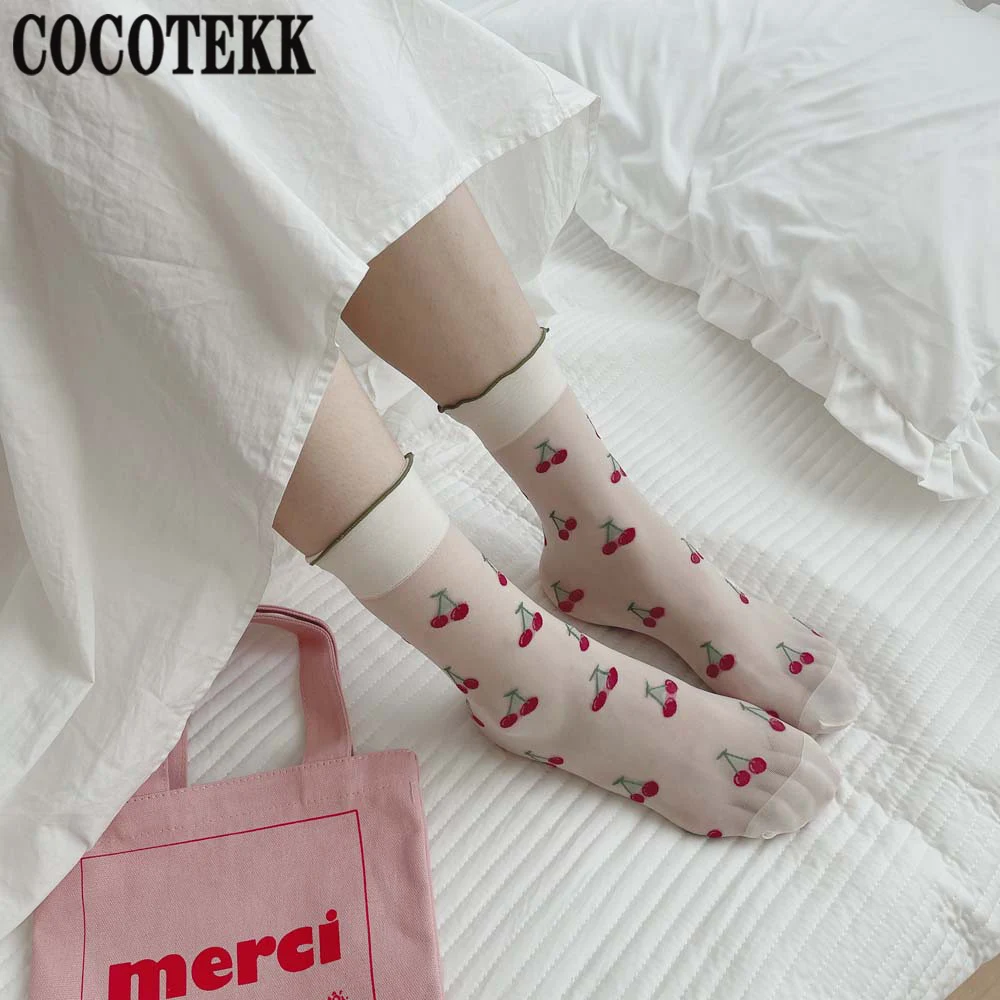 Женские носки новые модные летние тонкие дышащие белые милые в стиле &quotЛолита&quot