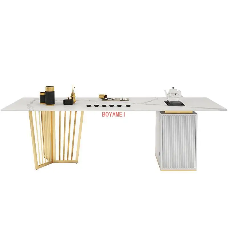 

Light luxury rock plate with lamp ins wind tea making table modern office simple household boiled water tea table tea set set 25