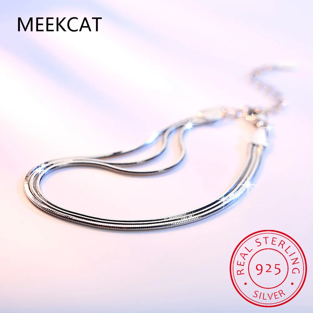 

925 Sterling Silver Mutil-layer Snake Bone Chain Bracelet For Women Girl Summer Jewelry Gift Wholesale S-B348