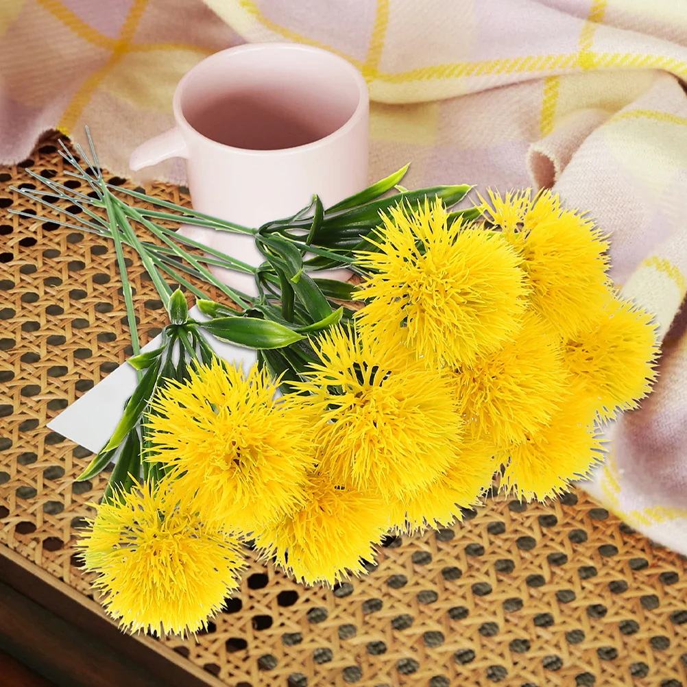 

15 Pcs Artificial Dandelion Silk Plants Elegant Dandelions Faux Fake Ornament European Style Flower Lifelike Plastic Flowers