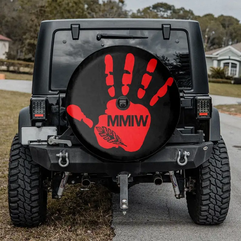 Red Handprint - MMIV Custom Tire Cover, Gift For Mom, Tire Cover For Car, Car decor, Car Accessories, Spare Tire Cover, Valentin
