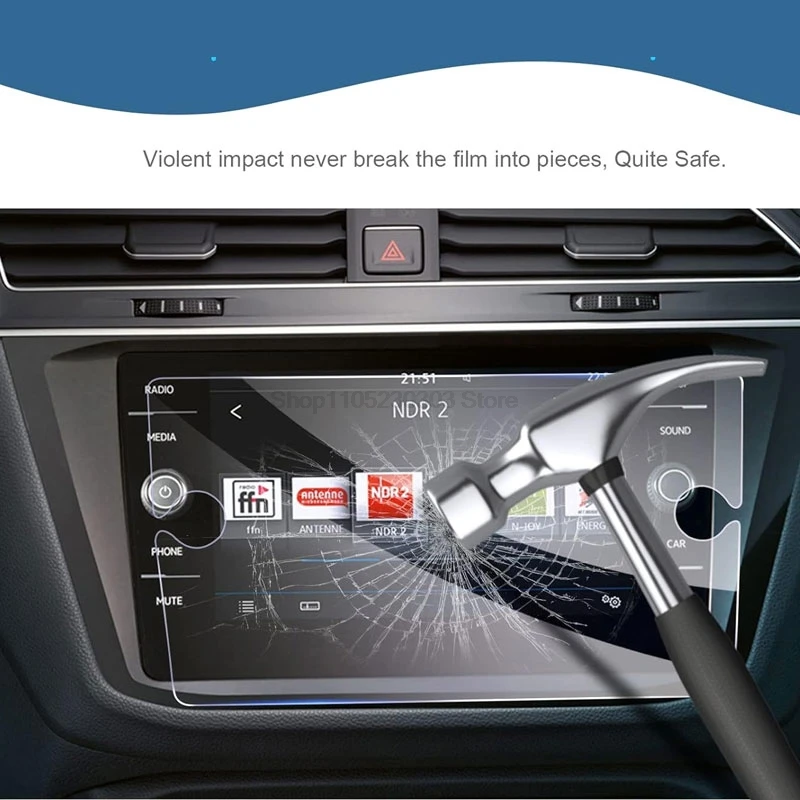 Защитная пленка из закаленного стекла для Volkswagen VW Tiguan 2 II MK2 GTE Allspace 2017-2023, автомобильная навигационная защита от надувных развлечений (art.: 3920d4207c8b9) - 3920d4207c8b9