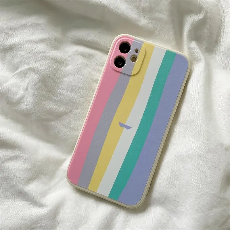 

Rainbow Liquid Silicone Phone Case For XIAOMI MI 11 PRO LITE 10 ULTRA 9 SE CC9 8 6X POCO X3 F3 Frosted Anti-Drop Back shell
