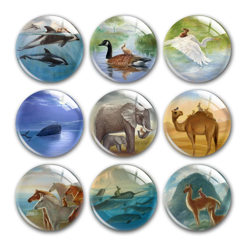 

Animals Forest Fairy Wild Secret Round Photo Glass Cabochon Demo Flat Back For DIY Jewelry Making Finding Supplies Snap Button