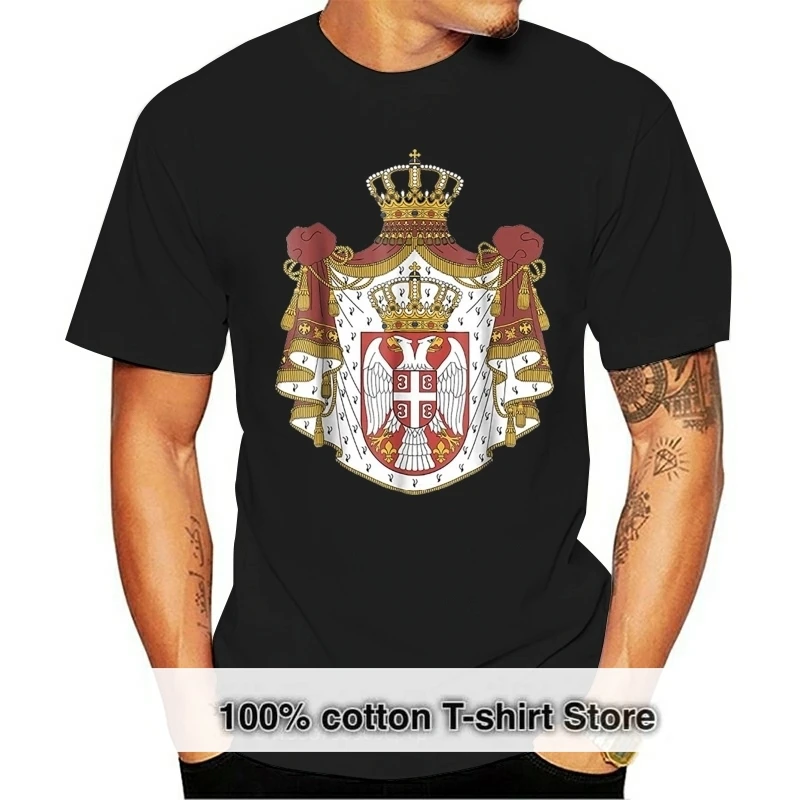 

Футболка с гербом Сербии, футболка, футболка, 100% хлопок, летние мужские топы, футболки, футболка с забавным принтом, футболки