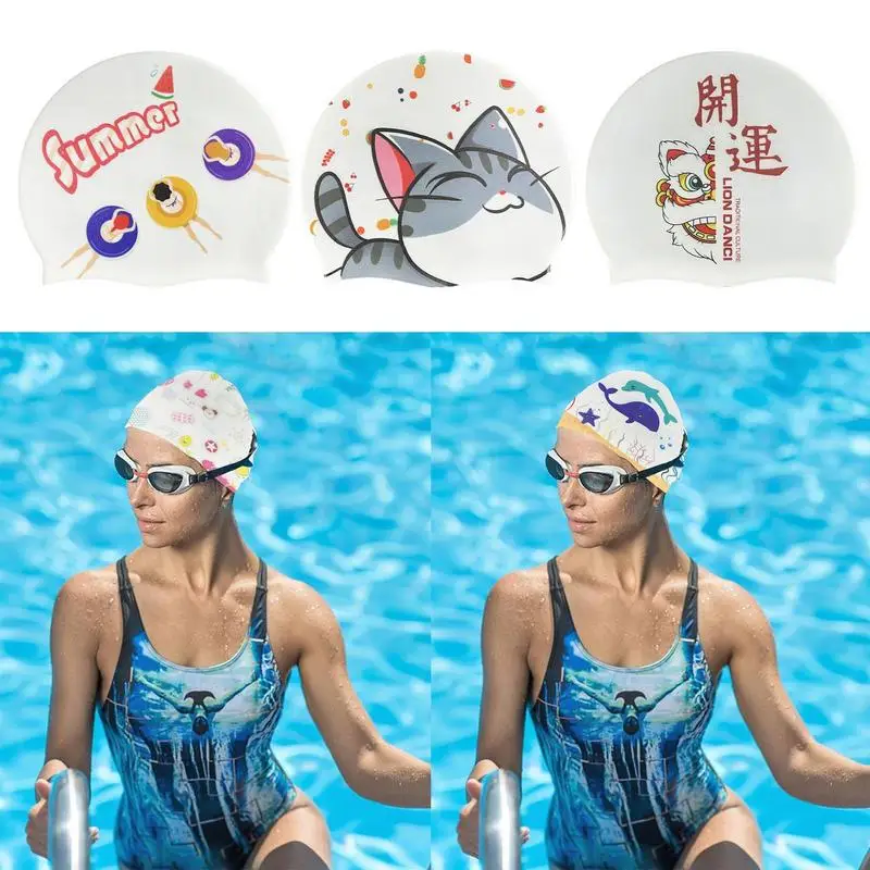 

Swimming Caps Silicone Waterproof Swim Hat For Men Women Adult Long Hair Pool Caps Diving Swimming Equipment Elastic Caps