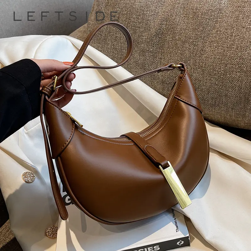 

LEFTSIDE Crossbody Bags for Women Leather Female New 2023 Trend Winter Fashion Saddle Bag Retro Handbags