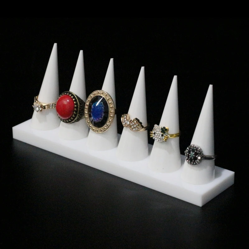

Acrylic Jewelry Finger Ring Plastic Triangle Conical Jewelry Storage Display Stand For Rings Jewelry Holder Organizer Case