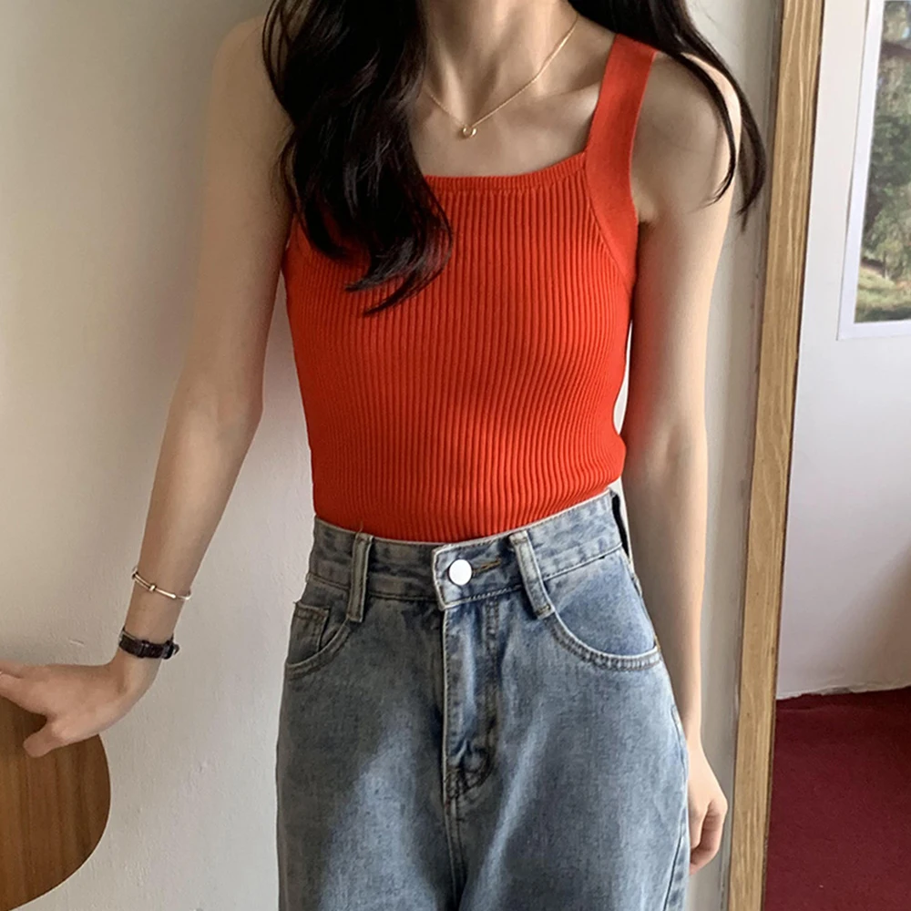 

Y2k Woman Clothes Tank Top Basic T-shirt Camis Blouses Aesthetic Clothing Female Sexy Sleeveless White Casual Crop Top T-shirt