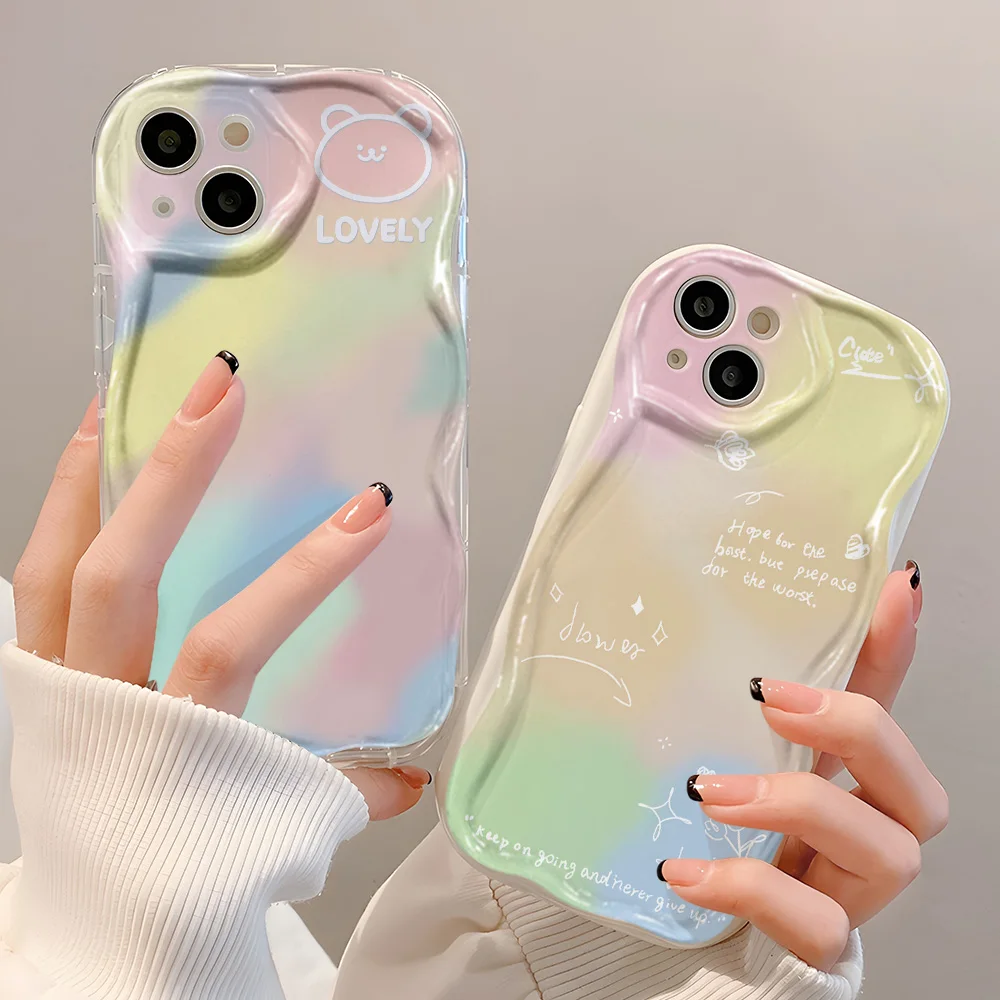 Цветной чехол с волнистыми краями для Xiaomi Redmi Note 12 11 10 9 Pro 12S 11S 10S 10C 12C 13C 9T 9A 9C Poco X3 X5