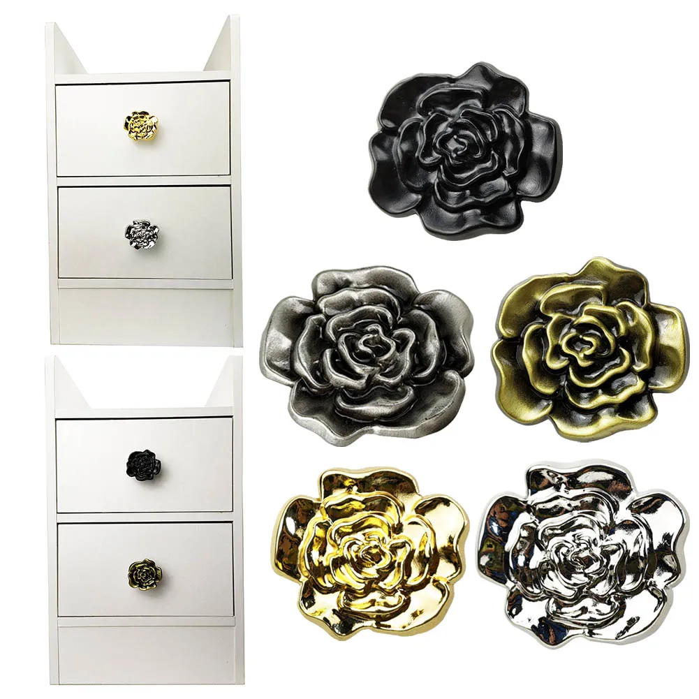 

Rose Shape Zinc Alloy Furniture Handle Door Cabinets Knobs For Children Room Vintage Drawer Knobs Retro Cabinet Pulls Hardware