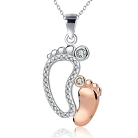 creative baby foot footprint pendant necklace for women big small feet choker stainless steel crystal jewelry mothers day gift