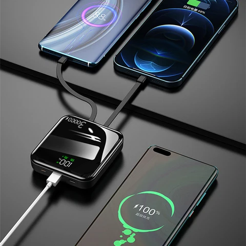 30000 мАч Mini Power Bank Внешний аккумулятор PD 40 Вт Powerbank с быстрой зарядкой для iPhone 15 14 Xiaomi Samsung Poverbank с кабелем