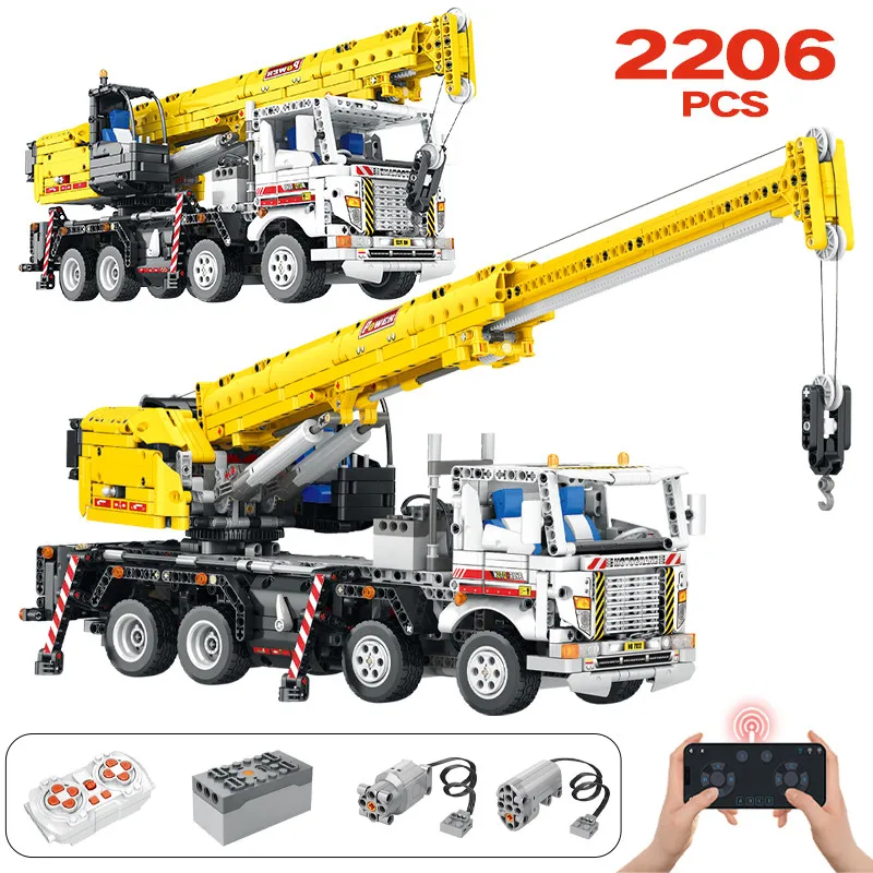 

2206Pcs City Remote Control Engineering Forklift Crane Vehicle Building Blocks APP RC Bulldozer Tracked Car Bricks Toys for Boys