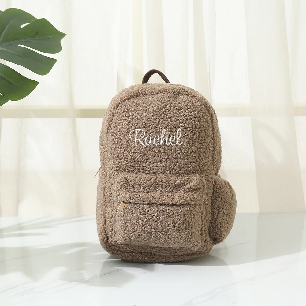 

Personalized Name Toddler Backpack Kid's Custom Embroidery Name Plush Backpack Unique Schoolbag Child's Large Capacity Plush Bag