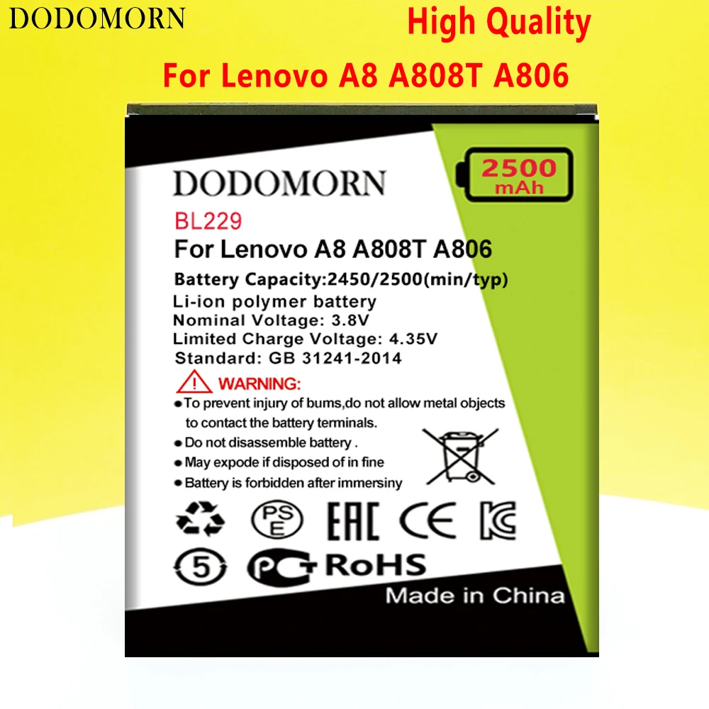 

DODOMORN BL229 Battery For Lenovo A8 A808T A806 High Quality +Tracking Number