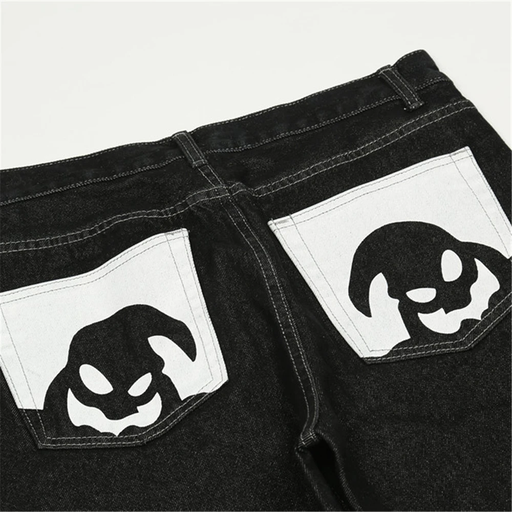 2023 Men Hip Hop Denim Pants Streetwear Cartoon Letter Printing Denim Pants Harajuku Joggers Jeans Trousers Baggy Pants