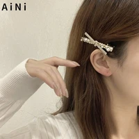 simulated pearls hair clips pin fashion geometric high quality crystal barrettes headwear girls sweet top clip