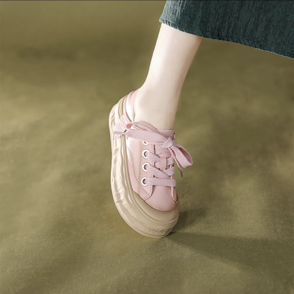

Women's Shoes Lace Up Pink Female Footwear High on Platform Low A Shoe Daily Routine Trends 2023 with Free Shipping Designer New