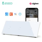 Сенсорный выключатель BSEED Zigbee, переключатель с тройными выключателями, 369 клавиш, со стеклянной панелью европейского стандарта, Google Alexa