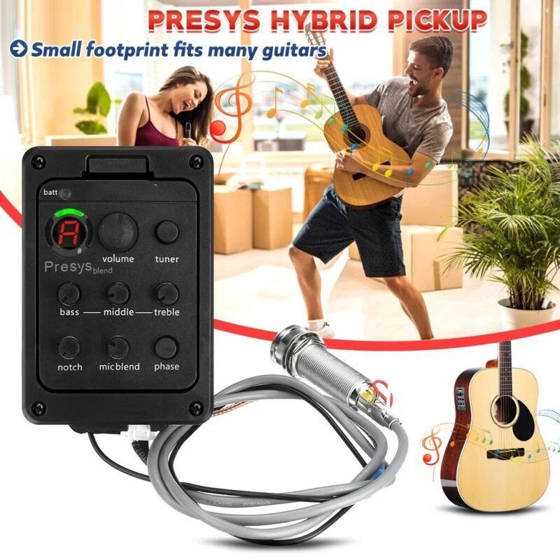 4-полосный 301 гитарный Пикап EQ тюнер пьезосмеситель акустический ЖК-тюнер пикап