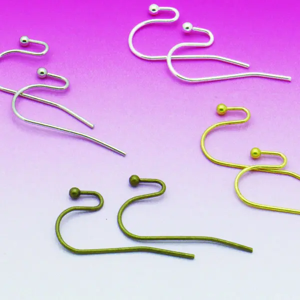 

100unids Round head Ear Hook Silver/Gold/Antique Bronze Elastic Earring Line Jewelry Fittings