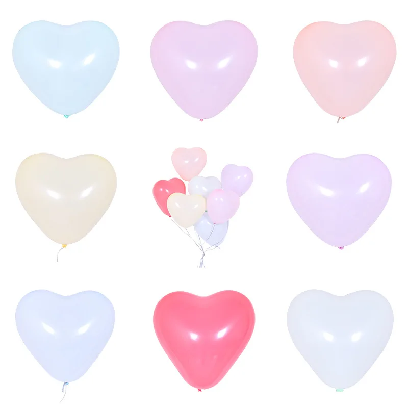

100 шт. 12-дюймовые воздушные шары в виде Макарон с любовным сердцем, латексные утолщенные романтические украшения для вечевечерние НКИ, Дня С...