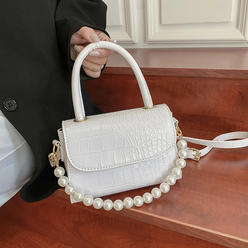 

Fashion Crossbody Bags For Women 2021New Summer Handbags Easy Matching PU Leather Shoulder Bags Pearl chain Top-handle Bag