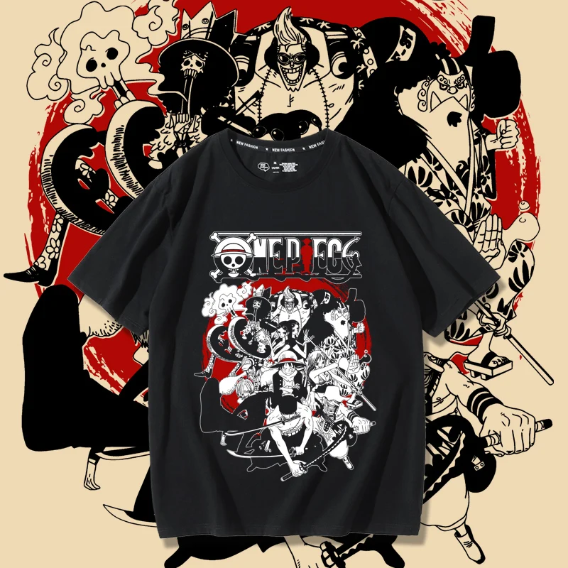 

Футболка с оригинальным принтом Luffy Nami Roronoa Zoro, оригинальная дышащая футболка из чистого хлопка с коротким рукавом, свободного покроя