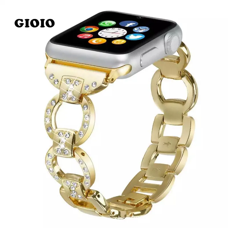 

For Apple Watch band 44mm 40mm women Diamond Band for Apple Watch strap 38mm 42mm series 6 54 3 2 bracelet stainless steel strap