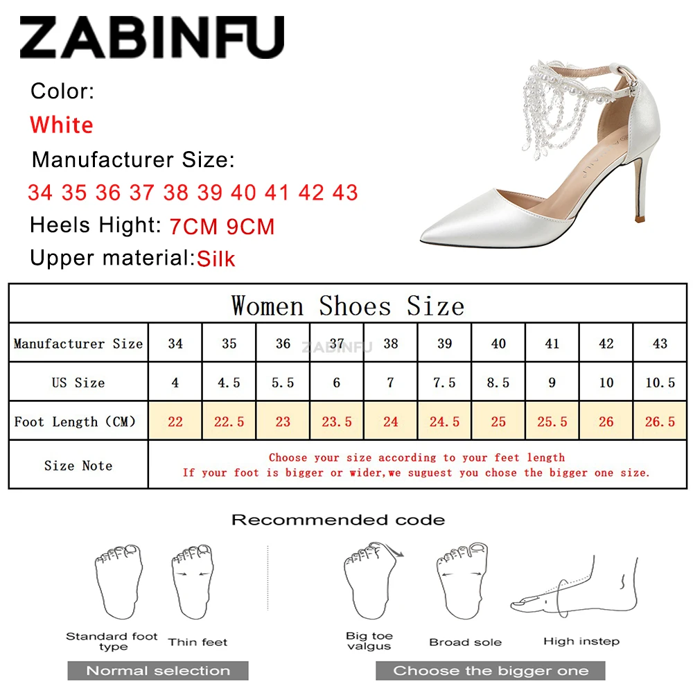 Pearl Tassel Women Heels Luxury Silk Pointed Toe Wedding Shoes Bride Summer Sexy Stiletto Shallow Out Evening Women Heels