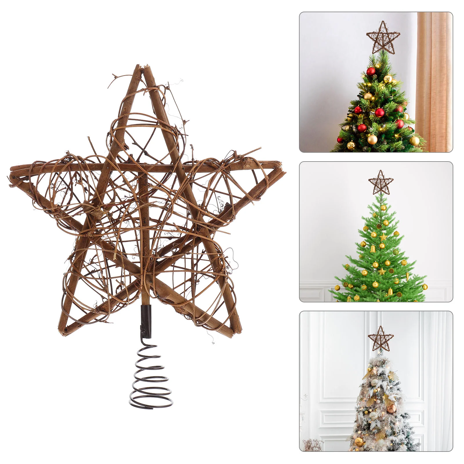 

Christmas Rattan Star Decorative Items Five-pointed Star Hollow Table Top Rattan Party Prop Wooden Supply Christmas Tree Retro