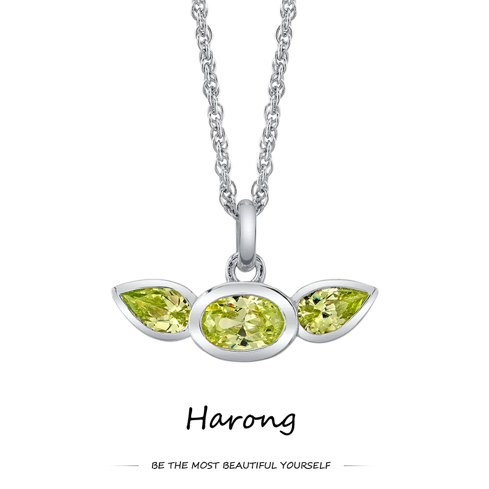 

Harong Movies Grogu Crystal Pendant Necklace Luxury Inlaid Green Rhinestone Baby Alien Dangle Necklaces Jewelry for Women Girls