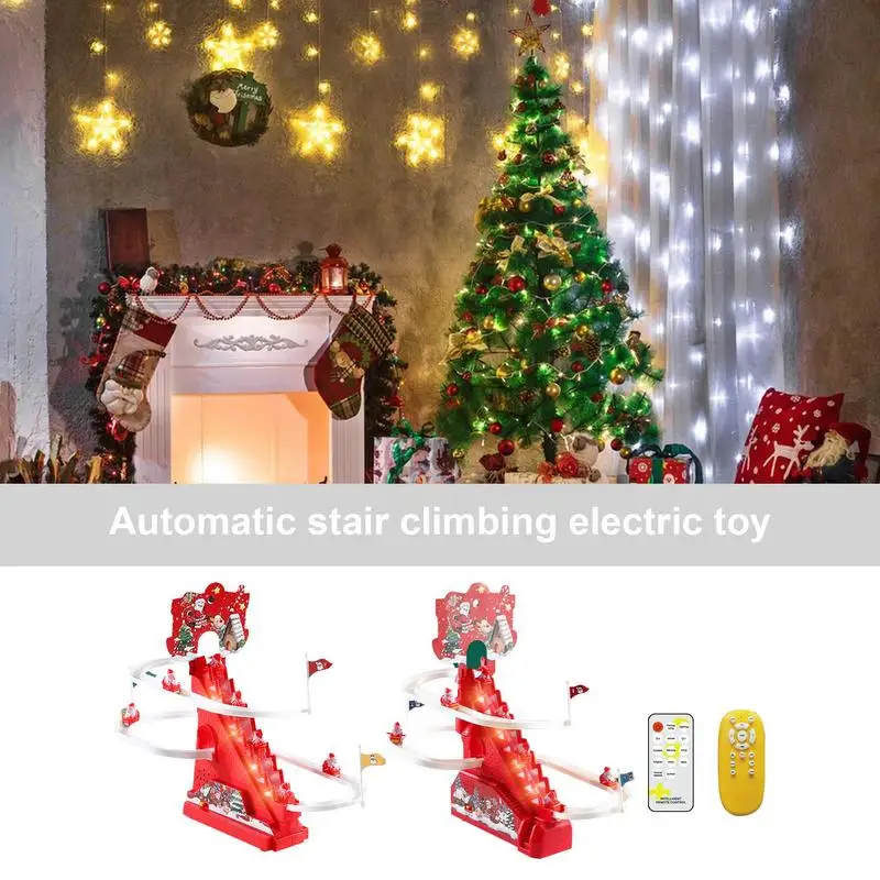 

Christmas Orbit Slide Toy Santa Claus Climbing Stairs Early Education Electric Track Light Music Christmas Halloween Gift Kids