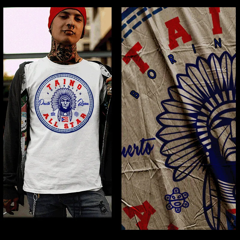 Фото Футболка с флагом Пуэрто-Рико, белая футболка с изображением Boricua, Taino Native S Bronx. №1