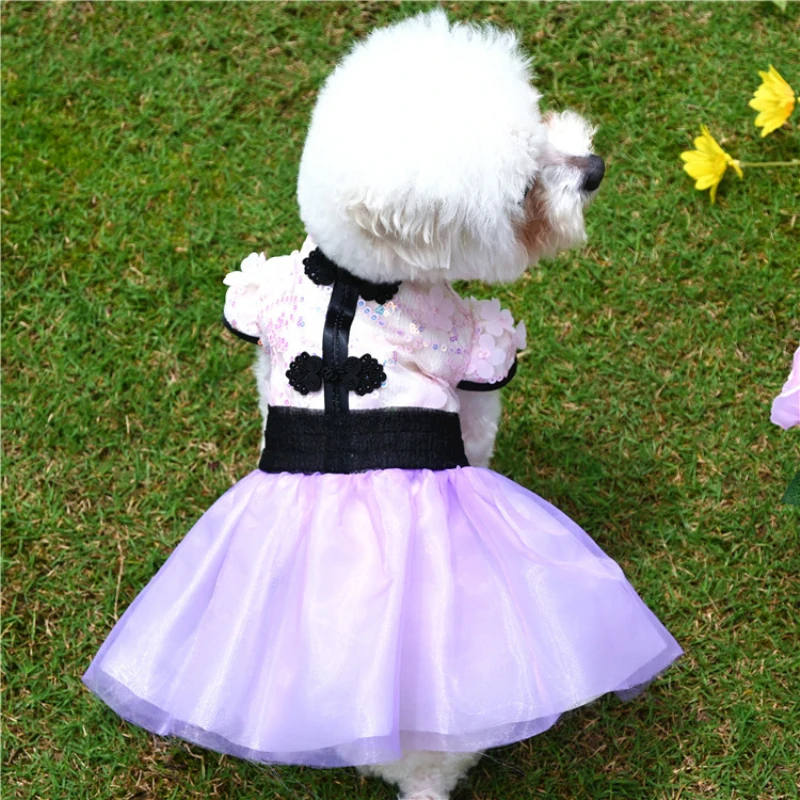 

Chinese Cheongsam Tang Suit Dog Dress Summer Cat Skirt Puppy Apparel Small Dog Costume Yorkie Bichon Poodle Dog Clothing Dresses
