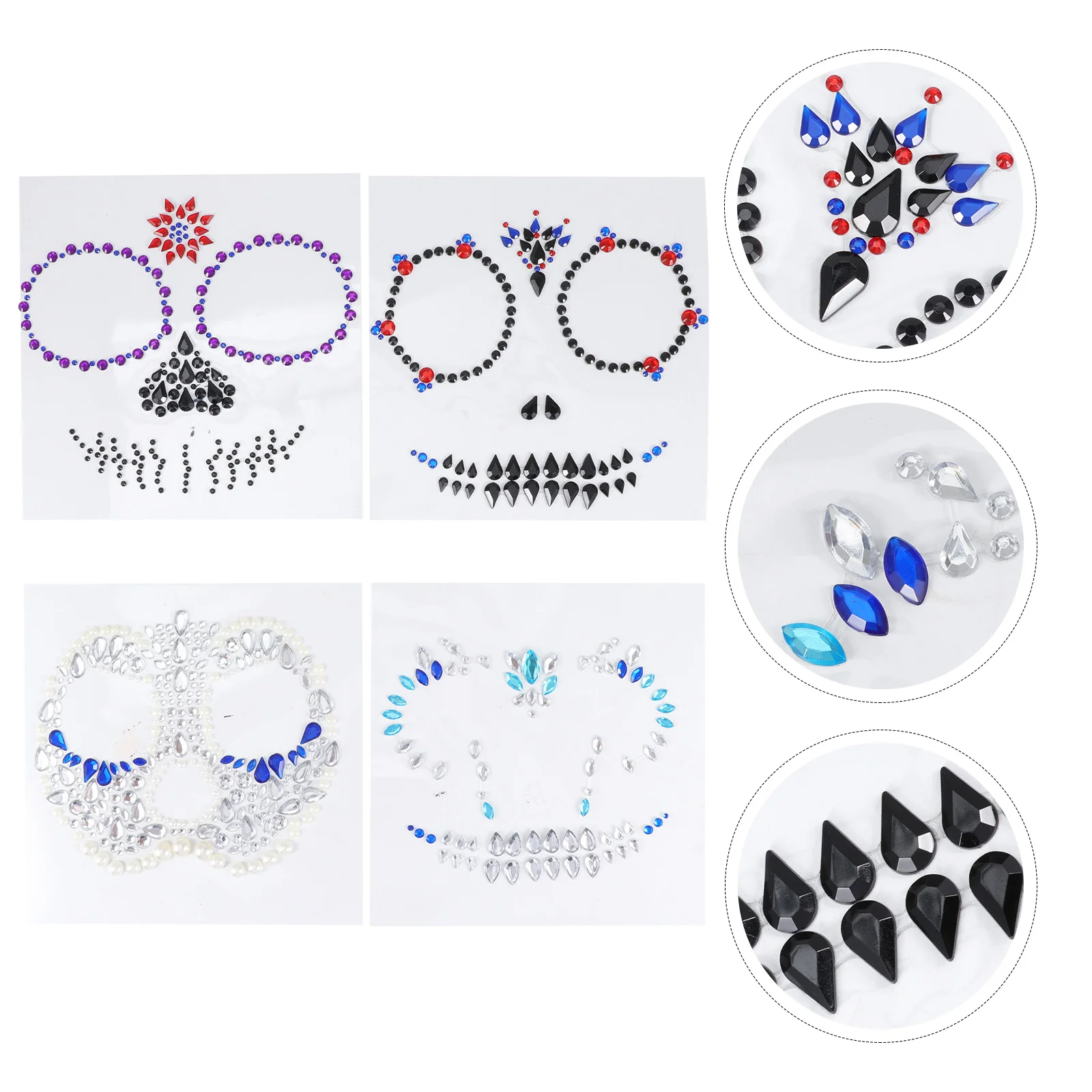 

4pcs Halloween Style Facial Stickers Practical False Tattoos Acrylic Body Decal