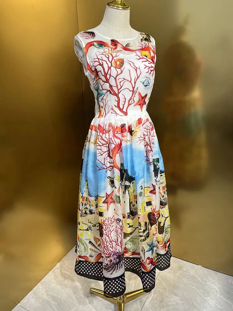 Женское дизайнерское шелковое платье-чехол Seasixiang летнее пляжное платье без