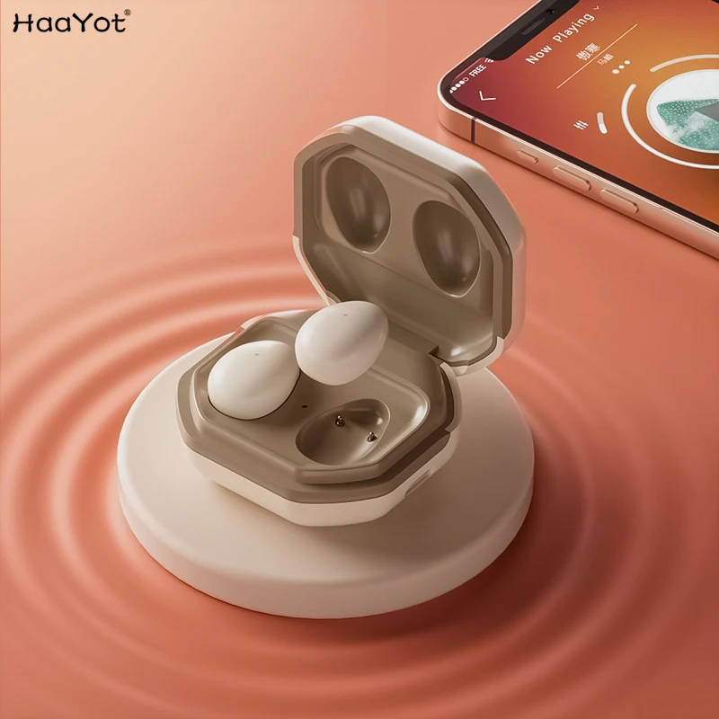 

HAAYOT Invisible Mini Bluetooth 5.3 Headset In Ear TWS Earbuds Wireless Stereo Earpiece for Iphone Android with Charger Case