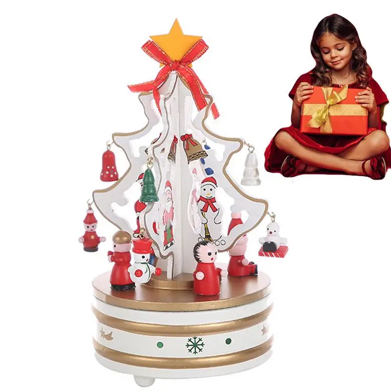 

Christmas Music Boxes Christmas Tree Carousel Music Box Santa Claus Snowman Music Box Creative Holiday Present For Women Kids