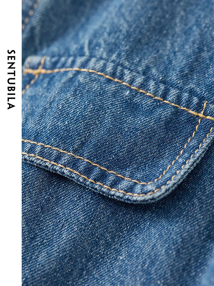 Женское джинсовое платье с поясом