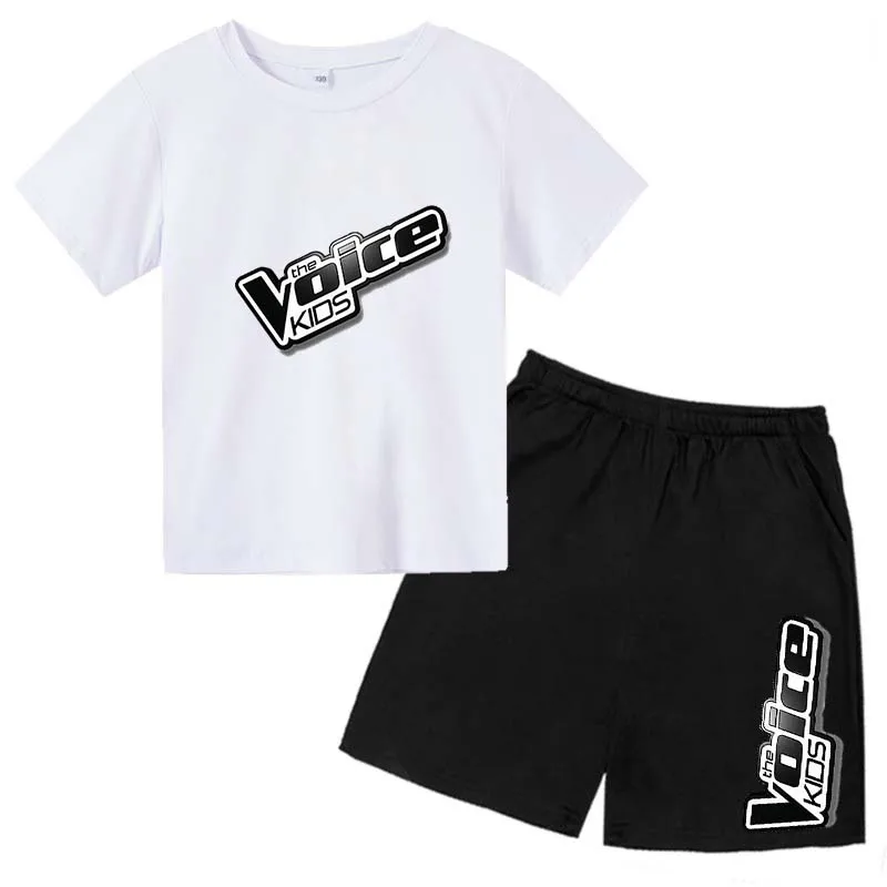 

The Kids Voice Summer Casual T-shirts Suits 4-14T Boys Girls Sports Outfits Children Short Sleeve Tops Sets Kids Clothes