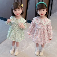 spring autumn girls dress new pastoral lace doll collar flora long sleeve sweet princess dress baby kids childrens clothing