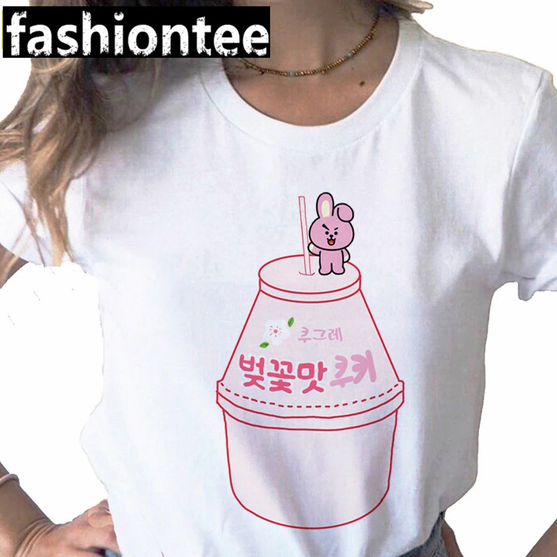 

2022 летняя Милая модная клубника молочный топ с мультяшным принтом модная футболка с мультяшным принтом модная женская футболка