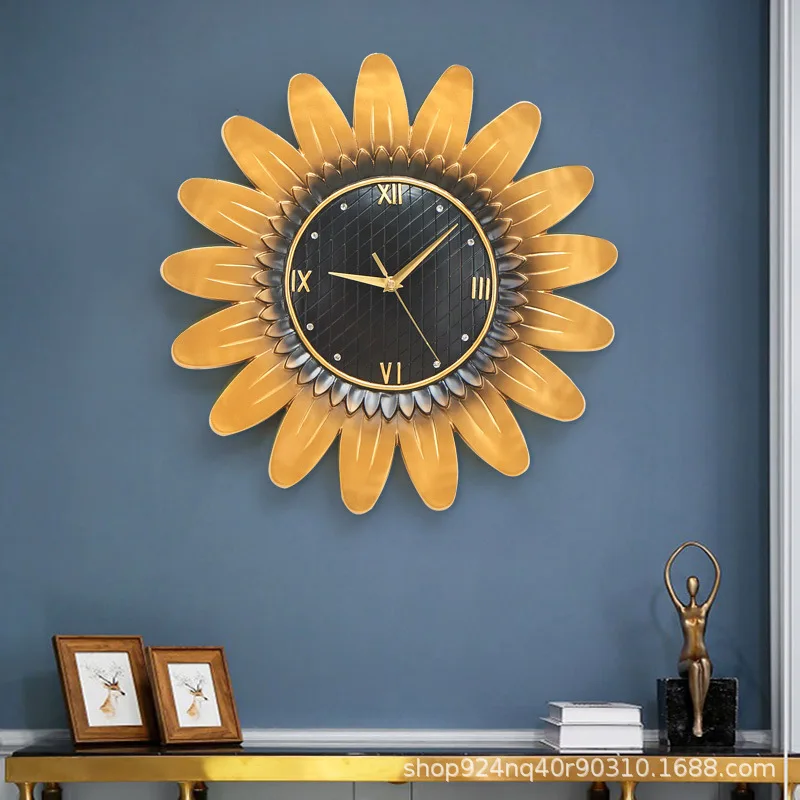 

Beaufitul Fresh Sunflower Modern Wall Clock Botanical Yellow Flower Wall Art Natural Home Decor Helianthus Hanging Timepieces